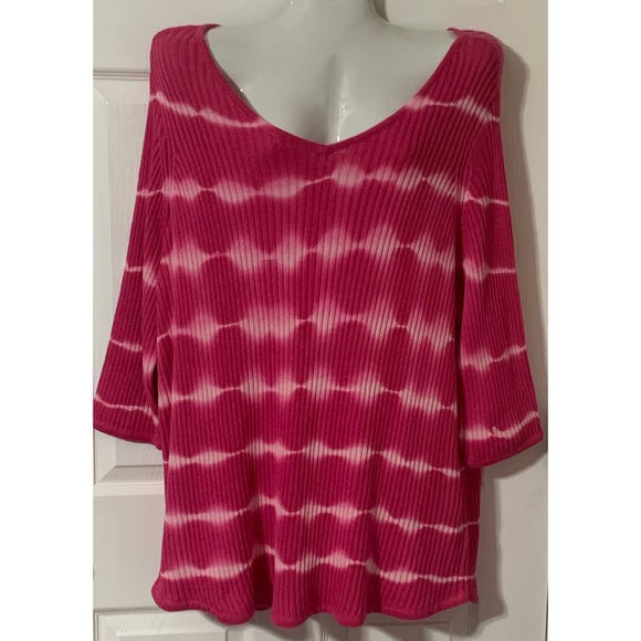 Westbound Hot Pink Plus Size 3/4 Sleeve Sweater - Picture 2 of 8